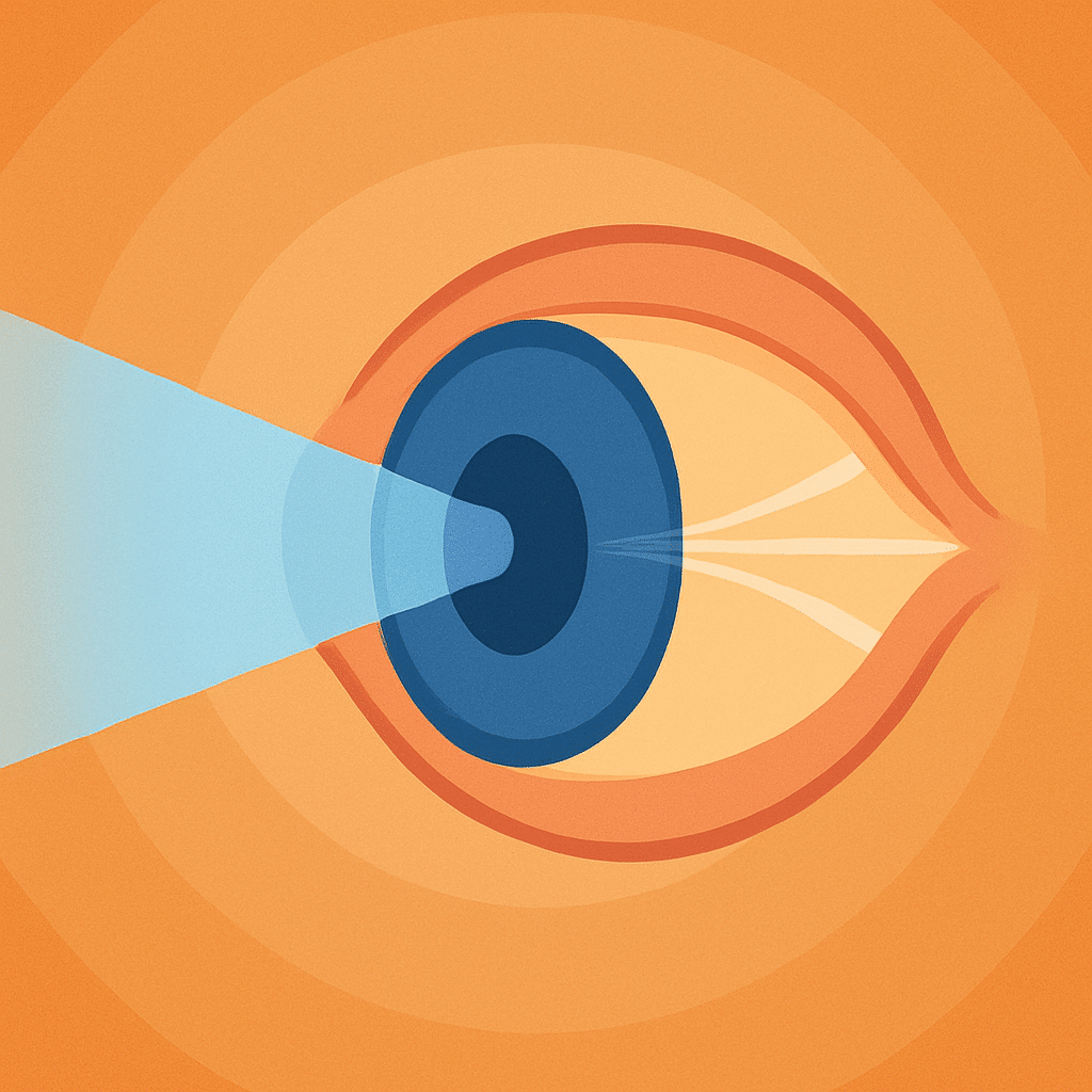 Ilustración de corrección visual con diseño de desenfoque periférico.